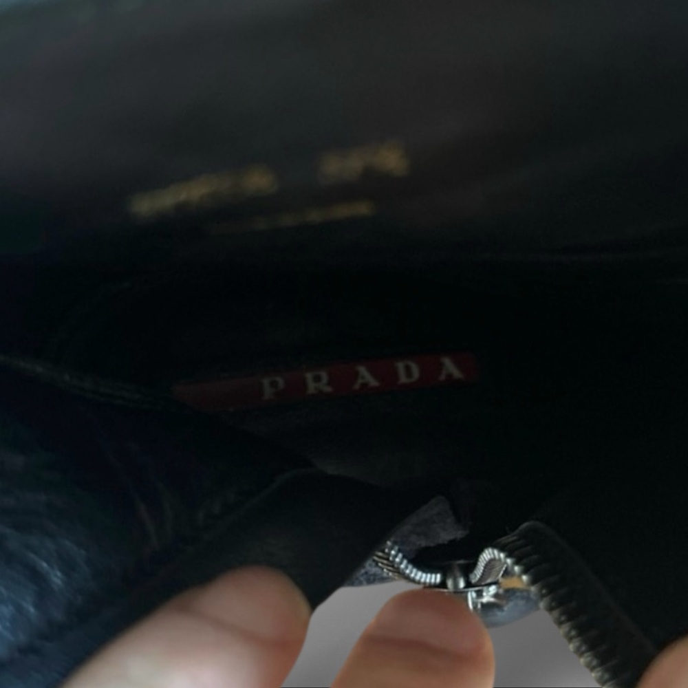 🖤 Prada Black Suede Wedge Ankle Boots - Size 37.5 (EU)✨ - Picture 9 of 11